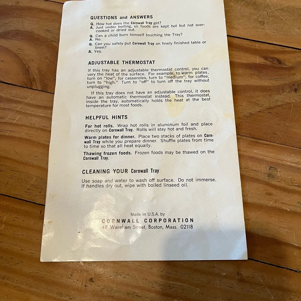 Vintage Cornwall Hot Electric Tray 60’s-70’s Floral Pattern - Picture 13 of 16